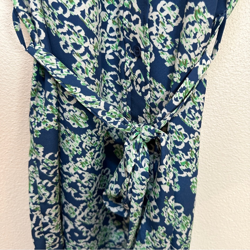 Anthropologie Maeve Blue Floral Belted Long Sleeve Dress Women’s Medium NWOT - Picture 4 of 5